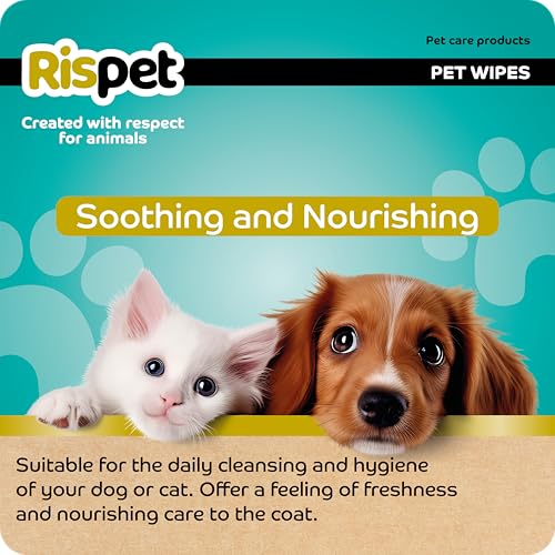 Rispet Hygienische und reinigende Reinigungstücher XL, Kokosnuss und Keratin, für das Fell von Hunden, Katzen und Haustieren, 54 Tücher (Packung mit 2)