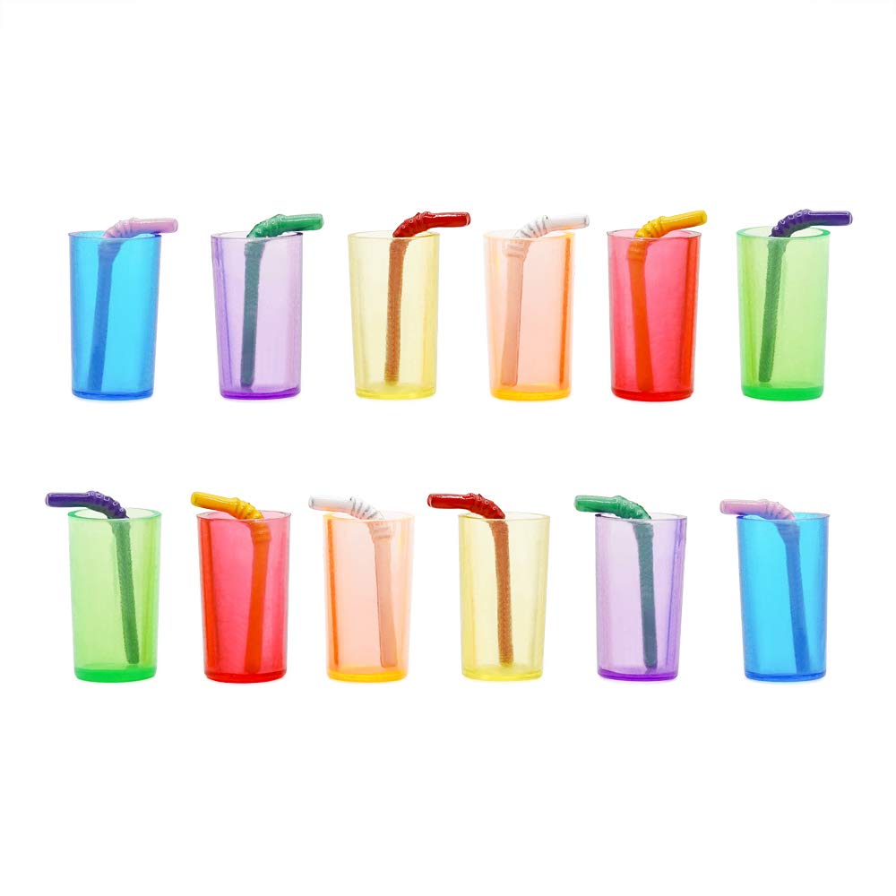 Odoria 1/12 Miniature Glasses and Straws 12Pcs Dollhouse Decoration Accessories