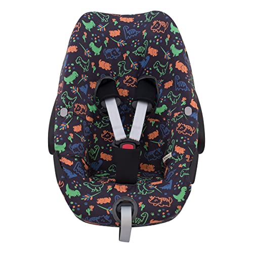 JYOKO Kids Funda de algodón para Silla de Coche Compatible con Maxi Cosi Pebble 360 Y FamilyFix 360 (Happy Dino)