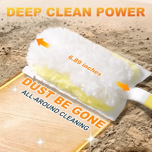 Image of JOYMOOP Disposable Electrostatic Duster for Cleaning, with 2 Handles & 48 Ct Yellow Heavy Duty Refills for Swiffer Feather Duster, Household Cleaning Tool for Electronics, Dusting Furniture, Blinds