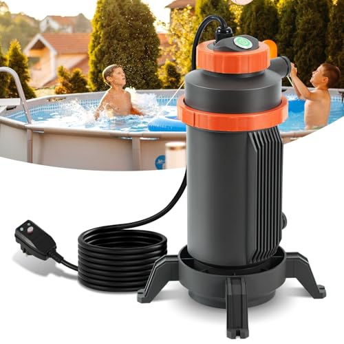 Fiqops Chauffage de Piscine électrique, Ø 29 x 42 cm Chauffage de Piscine électrique,Chauffage de Piscine,Protection Contre Les fuites, Protection Contre Le...