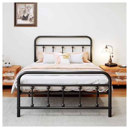Vengarus Metal Bed Frame,Twin Size Bed Frame with Headboard,Structurally Stable, Heavy Duty Steel Slat Supported,Under Bed Storage,No Box Spring Needed,14 Inch,Black