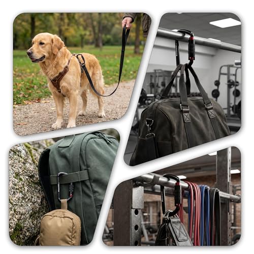 FresKaro Karabiner Schwarz, mit Drehsicherung, 12kN-1224kg Twist Lock, Aluminium, Ultraleicht Belastbar, Autolock, Schnellverschluss Karabina für Hängematte, Schlüssel, Hundeleine, 2 Stück