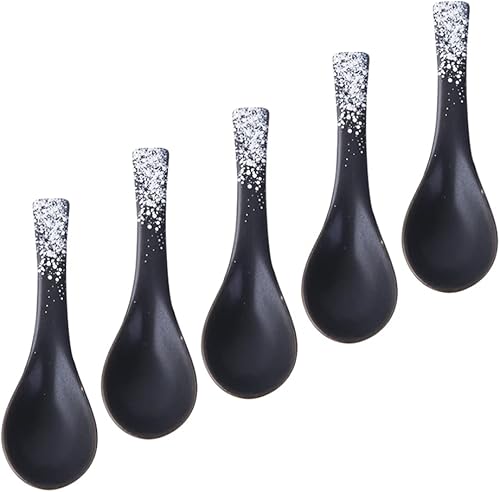DOITOOL 5 cucharas de arroz de cerámica, elegante diseño suave, mango cómodo, vajilla decorativa para uso doméstico, fácil de limpiar y mantener