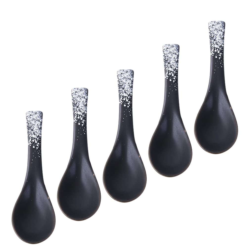 DOITOOL 5pcs Ceramic Rice Spoons Elegant Smooth Design Comfortable Handle Decorative Tableware for Household Use Easy to Clean and Maintain