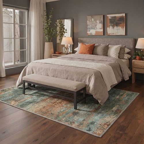 Image of BEIMO Area Rugs 8x10 for Living Room Bedroom, Modern Abstract Machine Washable Rug, Large Soft Low Pile Floor Carpet with Non Slip Backing for Dining Room,Sage