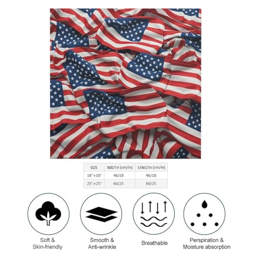 Silk Like Head Scarf for Women Square Breathable Neck Scarf Usa Flag Satin Bandanas Fashion Silk Feeling Scarfs Boho Headwear Sleeping Hair Scarfs 18"×18"2