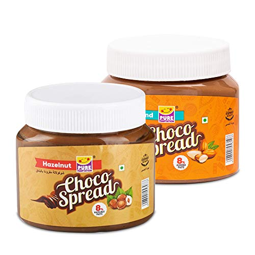 Image of ๐ฅ Pure Temptation Premium Hazelnut & Almond Butter Chocolate Spread ๐ซ | ๐ฑ 100% Vegetarian, No Added Preservatives | ๐ Perfect for Breakfast, Bread, ๐ฅค Shakes, ๐ฎ Roti | Delicious & Healthy Spread | Pack of 2 Jars, 340 gm each