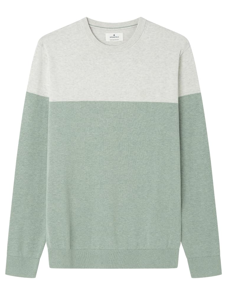 SPRINGFIELD Men's 4ic C/Red Sweater Block Gg12 Jersei, Standard Green, M