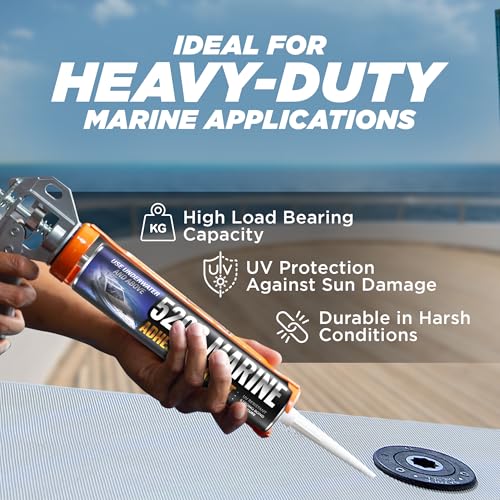 Image of 5200 Marine Sealant - Fast-Cure, High-Bond, UV-Resistant Underwater Marine Adhesive Sealant for Boats, Hulls, Decks, and RVs - with Gloves, Nozzle, White 10 oz