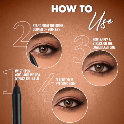 Image of JAQULINE USA ProStroke Intense Gel Kajal | Highly Pigmented | Waterproof | Smudgeproof | Matte Finish | Long Lasting | Quick Drying | Precise Application - Super Brown,1.2g