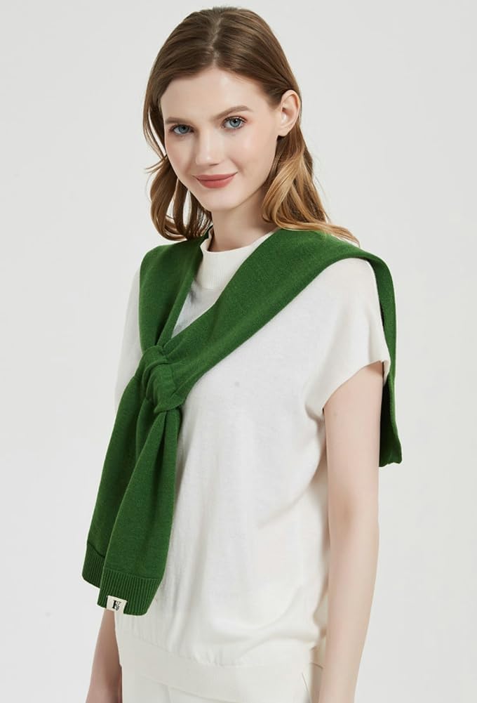 Women's Casual Knit Sweater Shawl Wrap Tied Detachable Fake Collar Triangle Knotted Shawls Travel Cape Shoulder Tops - Image 5