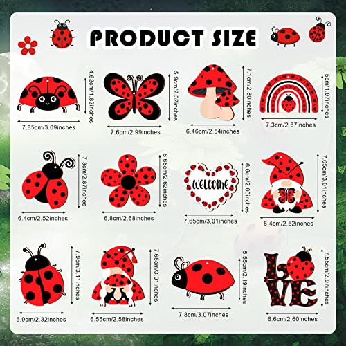 36 Pcs Summer Wood Hanging Ornaments Summer Ornaments For Tree Summer Tree Decorations Hawaiian Beach Wooden Pendant Decorations With String For Luau Party Supplies (Ladybug) #TOP2