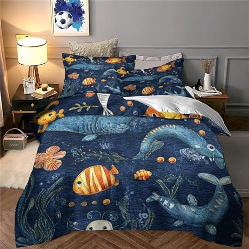 Parure de lit poisson 3D microfibre résistante 135x200cm - 6
