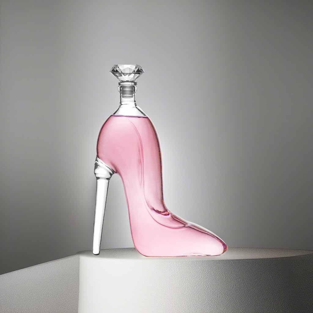 Carafe à décanter à whisky et vin en forme de talons hauts avec bouchon – Carafe à décanter à talon haut pour vin, liqueur, bourbon, tequila, cadeau élégant pour femme – Design droit d'auteur