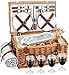 KOSIEJINN Cesta De Picnic para 4 Personas Juego De Cesto De Picnic De Mimbre Hecho a Mano con Accesorios De Manta De Picnic Impermeable, Platos Cesta De Picnic De Sauce Adecuada para Picnics, Camping