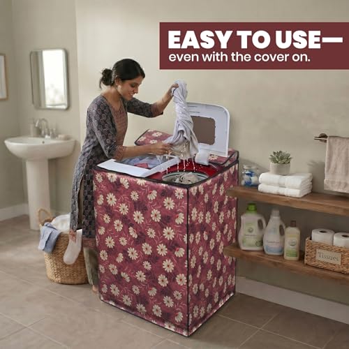 Image of DREAM CARE Waterproof & Dustproof Washing Machine Cover Top Load & Semi Automatic Suitable for 6 kg, 6.2 kg, 6.5 kg (80 x 86 x 51 cms)