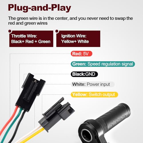 Image of Ridstar Q20 Full Twist Throttle,3-Pin Plug and Play with 2 Keys,Universal Electric Bike Throttle Grip for Ridstar Q20 /Q20Lite /Q20Pro /H20 /H26 Pro /H20 Pro Most Ebikes,Motorcycles,Scooters