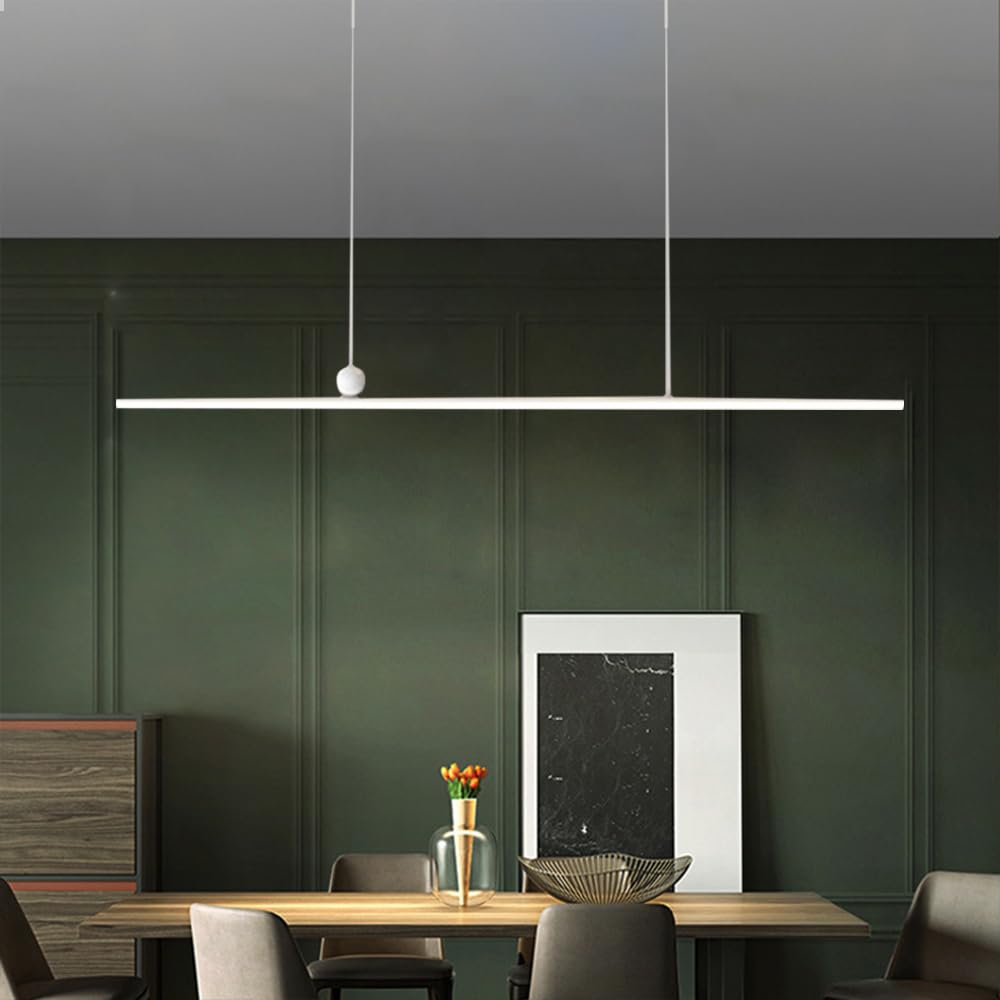 Lampadario minimalista Lampadario lineare Lampada da soffitto Tavolo da pranzo Illuminazione Lampade a sospensione a LED Lampadari a striscia lunga Lampade a sospensione per ristorante Ufficio Cucina