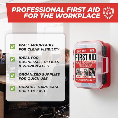Image of M2 BASICS 350 Piece Professional Wall-Mount First Aid Kit, Home, Business (Pack of 2)