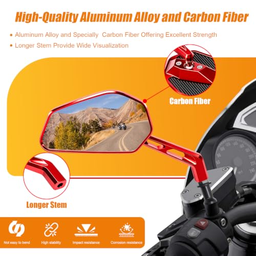 Image of Motorcycle Red Carbon Fiber Rearview Mirrors for Harley Davidson
