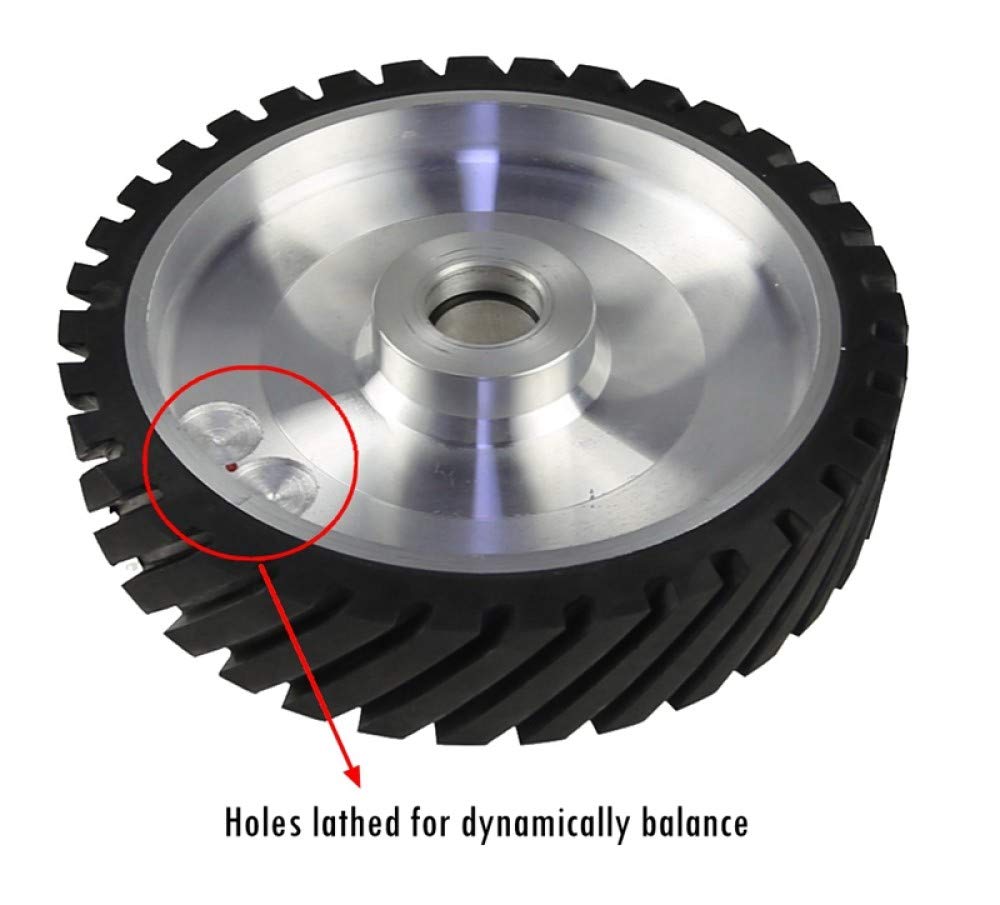 300 * 50mm Rillengummikontaktscheibe Dynamisch ausbalancierter Bandschleifer Schleifriemensatz für Metallschleifen, B 15mm installiert
