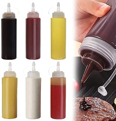 YISKY Squeeze Bottles with Caps, 6 pcs 8 oz Plastic Squeeze Dispensers, Squeezy Sauce Bottles, BPA Free, Perfect for Kitchen Condiments, Pigment Squeeze Bottle for Painting
