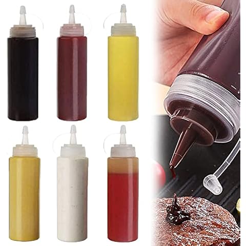 YISKY Squeeze Bottles with Caps, 6 pcs 8 oz Plastic Squeeze Dispensers, Squeezy Sauce Bottles, BPA Free, Perfect for Kitchen Condiments, Pigment Squeeze Bottle for Painting Cover
