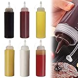 YISKY Squeeze Bottle, 6 Pieces Plastic Squeeze Bottle, Squeeze Condiment Bottles, Squeeze Bottle with Cap, Condiment Squeeze, Sauce Bottle Dispenser, Pigment Squeeze Bottle, transparent, no leak