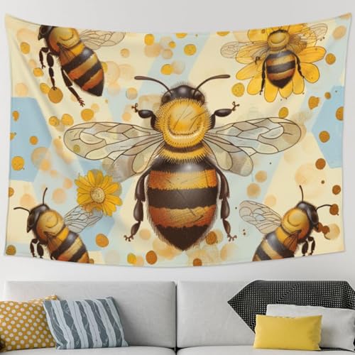 Tapisserie murale abeille pour creer une ambiance chaleureuse dans la chambre