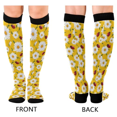 Image of Wusikd Heartbeat Symbol Compression Socks for Women and Men Circulation Black Long Socks for Athletic Running 1