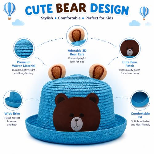 Image of VRITRAZ Baby Boy's and Girl's Kids Children Cute Printed Cartoon Gift Summer Fancy Dress Straw Fasion Hat Cap 1