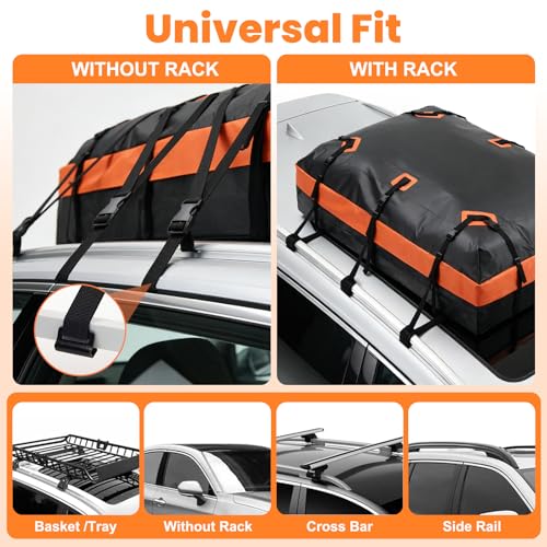DUMOS Car Rooftop Cargo Carrier 20 Cubic Feet, Car Roof Waterproof PVC Bag, with Anti-Slip Mat, Combination Luggage Lock, Reinforced Straps & Door Hooks, Fit Vehicles with/Without Roof Racks by DUMOS - Image 7