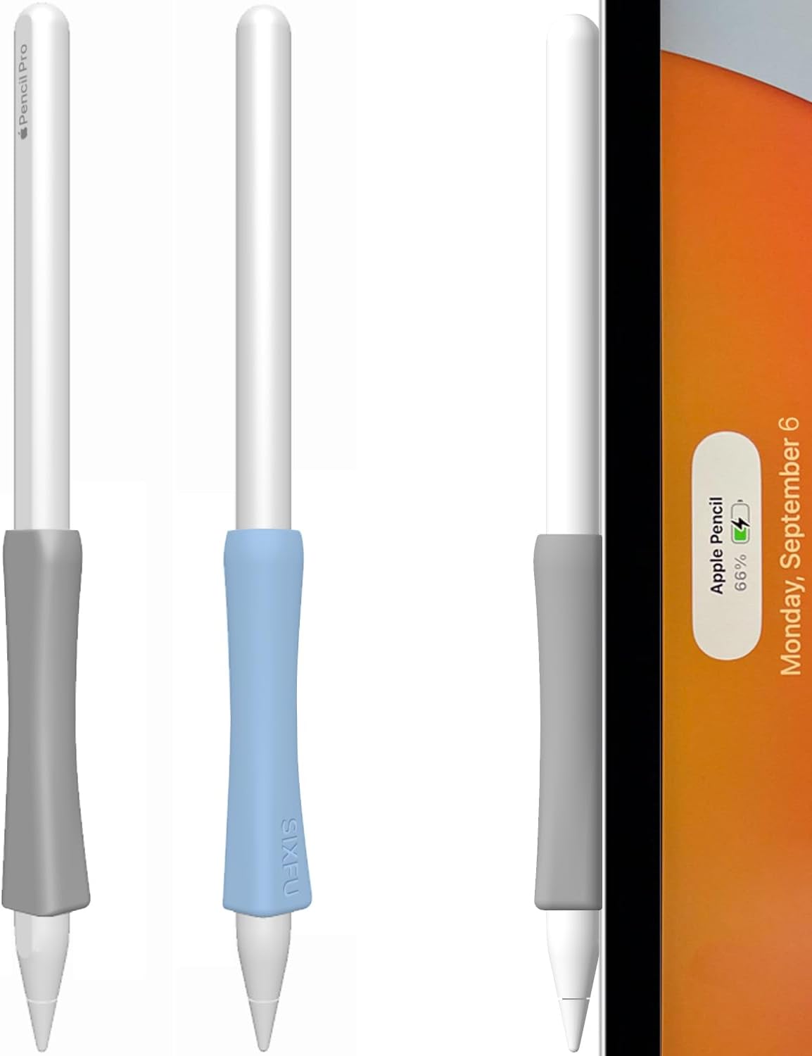 SIXFU Grip Designed for Apple Pencil Pro/ 2nd Generation/USB-C Support Magnetic Charging, 2 PCS Cover Accessories Compatible with iPad iPencil Stylus Pen(Blue,Gray)