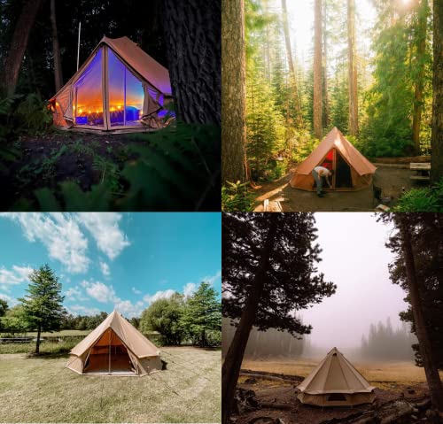 Whiteduck Regatta Canvas Bell Tent- W/Stove Jack, Waterproof, 4 Season Luxury Outdoor Camping And Glamping Yurt Tent (Beige, 10' Water Repellent) #TOP2
