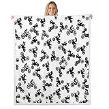 Motocross Rider Fleece Throw Blanket for Bed, Sofa, Couch - Kids Extreme Sports Motorcycle Fuzzy Sherpa Blanket - Boy Room Decor Plush Blanket - Baby 30'x40'