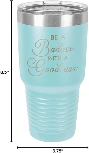 Miniatura 10 de Be A BADASS WITH A GOODASS Light Blue Vaso de 30 onzas con popote y tapa superior deslizante  Taza de viaje de acero inoxidable  Comparar con Yeti