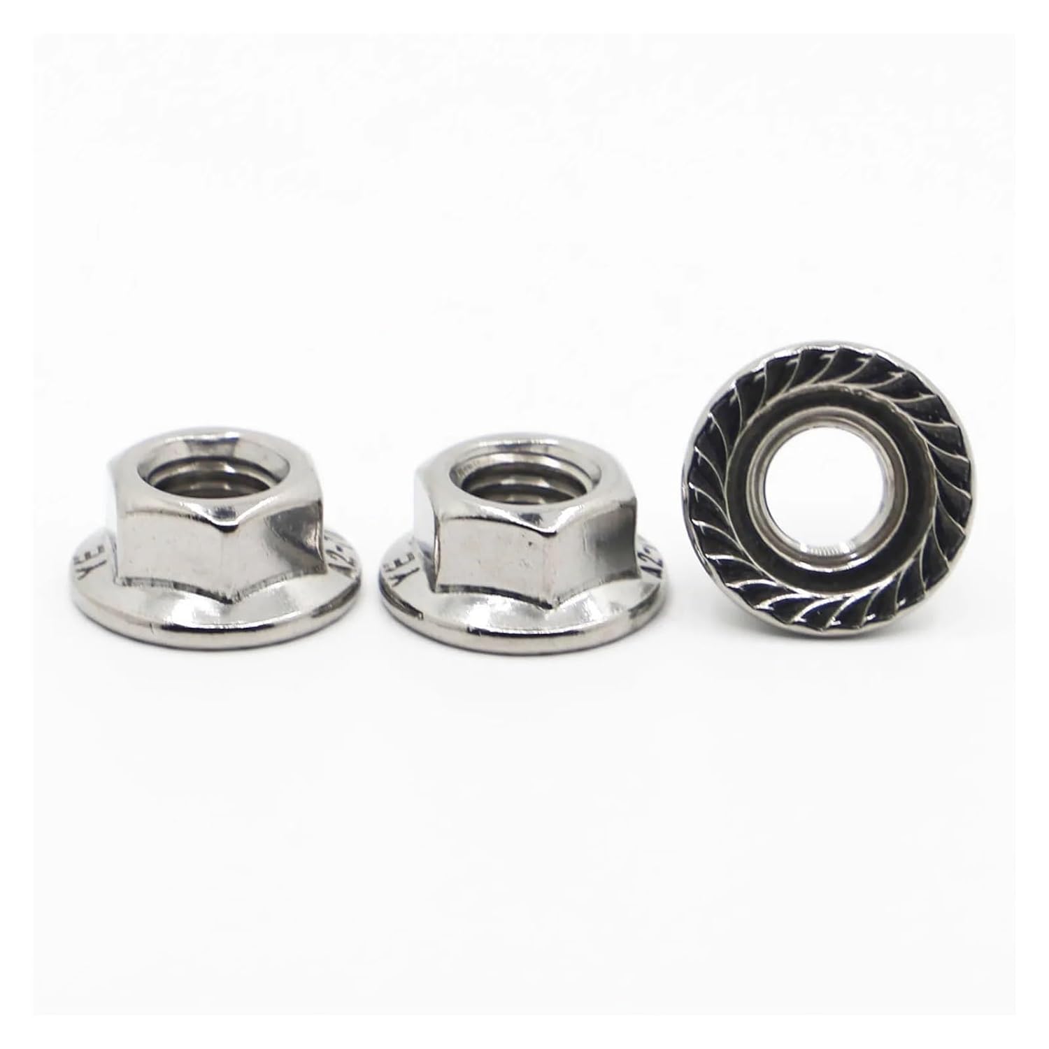 Flange nut,Clamping nut, 2-20pcs A2-70 304 Stainless Steel Hexagon M3 M4 M5 M6 M8 M10 M12 Pinking Slip Locking Lock Nuts DIN6923(M6 20pcs)