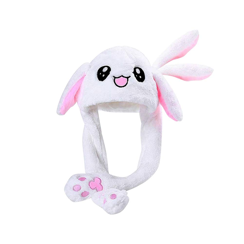 Rabbit Design Headwear Cartoon Animal Hat Movable Ear Plush Cute Hat for Women Girls (White) (B07MQP758L) Amazon Price History, Amazon Price Tracker