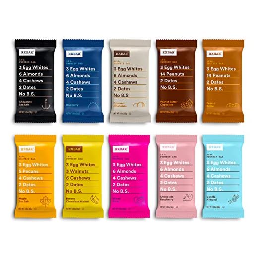RXBAR Protein Bar, Variety Pack, 10 Flavors, 55oz Box (30 Bars)