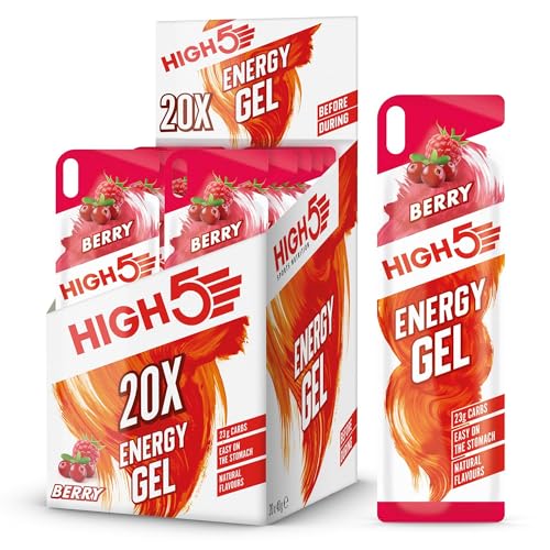 HIGH5 Energy Gel Quick Release Energy On The Go From Natural Fruit Juice (Berry, 20 x 40g)