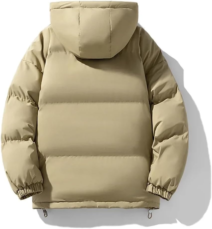 Men's Cotton Coat Hooded Thickened Puffer Jacket Warm Cotton-Padded Casual Jacket