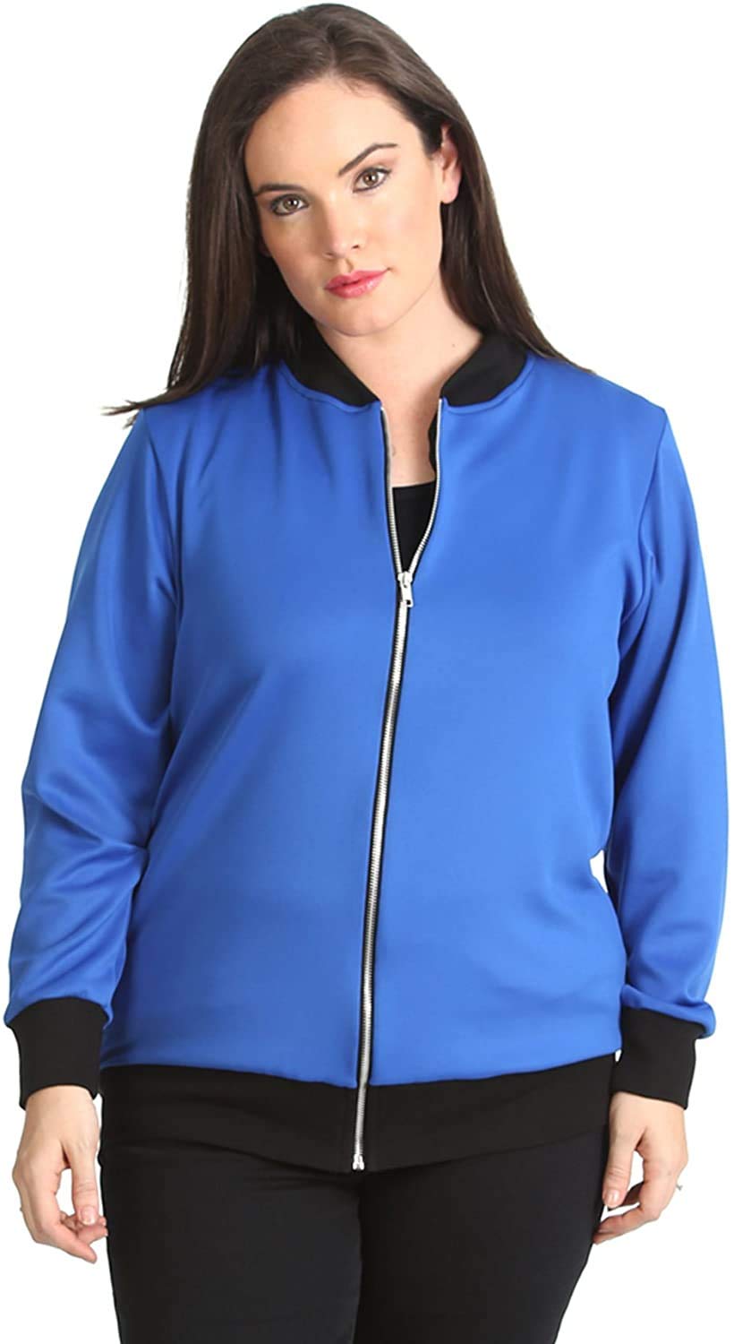 GirlzWalk Ladies Plus Size Plain Bomber Jacket (Royal Blue, 26-28)