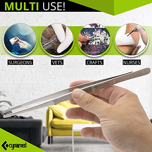 Cynamed Set Of 5 Thumb Tweezer Mulipurpose Forceps 5-12In. Blunt Serrated Tips Stainless Steel #TOP6
