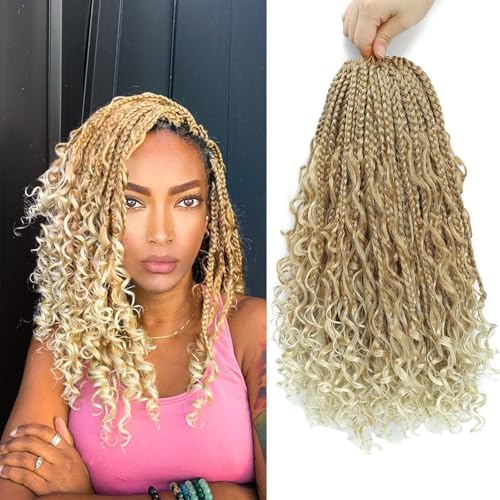 Boho Box Braids Crochet Hair 14 inch 8 Packs Ombre...
