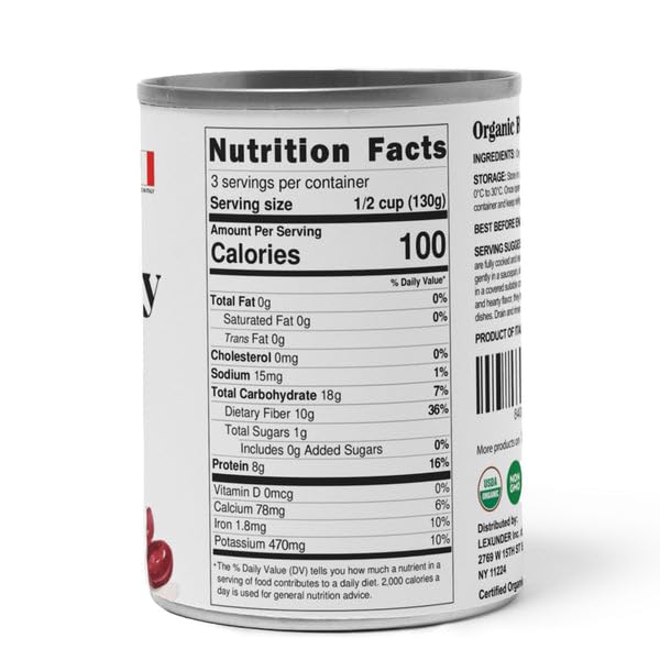 Food to Live Organic Italian Red Kidney Beans, 14 oz (Pack of 8) – Unsalted, Non-GMO, Vegan. Ready to Eat. Perfect for Salads, Soups, Pasta e Fagioli. Wholesale