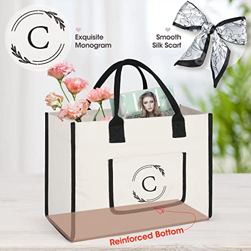 KTMOUW Canvas Tote Bag Beach Bag Monogrammed Initial Canvas Bag for Wedding Birthday Beach Personalized Gifts for Women3