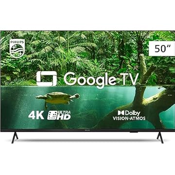 Smart TV Philips 50" 4K 50PUG7408/78, Google TV, Comando de Voz, Dolby Vision/Atmos, VRR/ALLM, Bluetooth