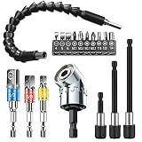 Flexible Drill Bit Extension Set 9pcs,Hex Shank 105°Right Angle Drill Bit Attachment,3pcs Universal