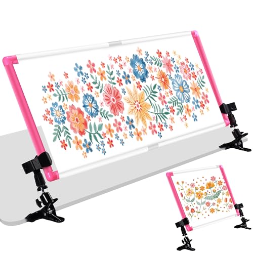 XEmbro Large Embroidery Scroll Frame, Adjustable Cross Stitch Scroll Frame, Plastic Clip Frame for Embroidery, Punch Needle Frame Scroll Frames for Cross Stitching, Needlework(34.6 x 14.2 Inches)